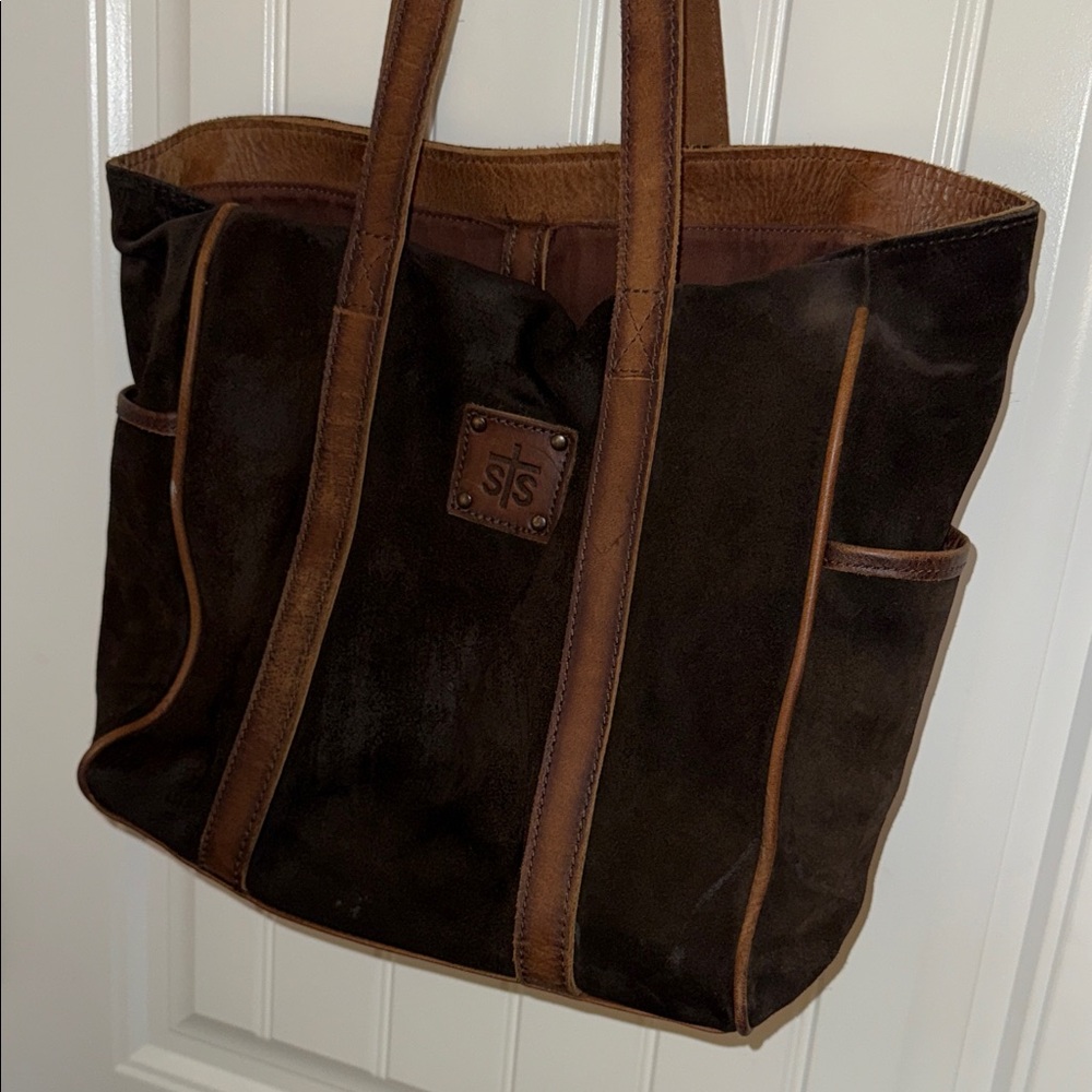 STS Ranchwear Rich Brown Suede and  Leather heritage tote Bag